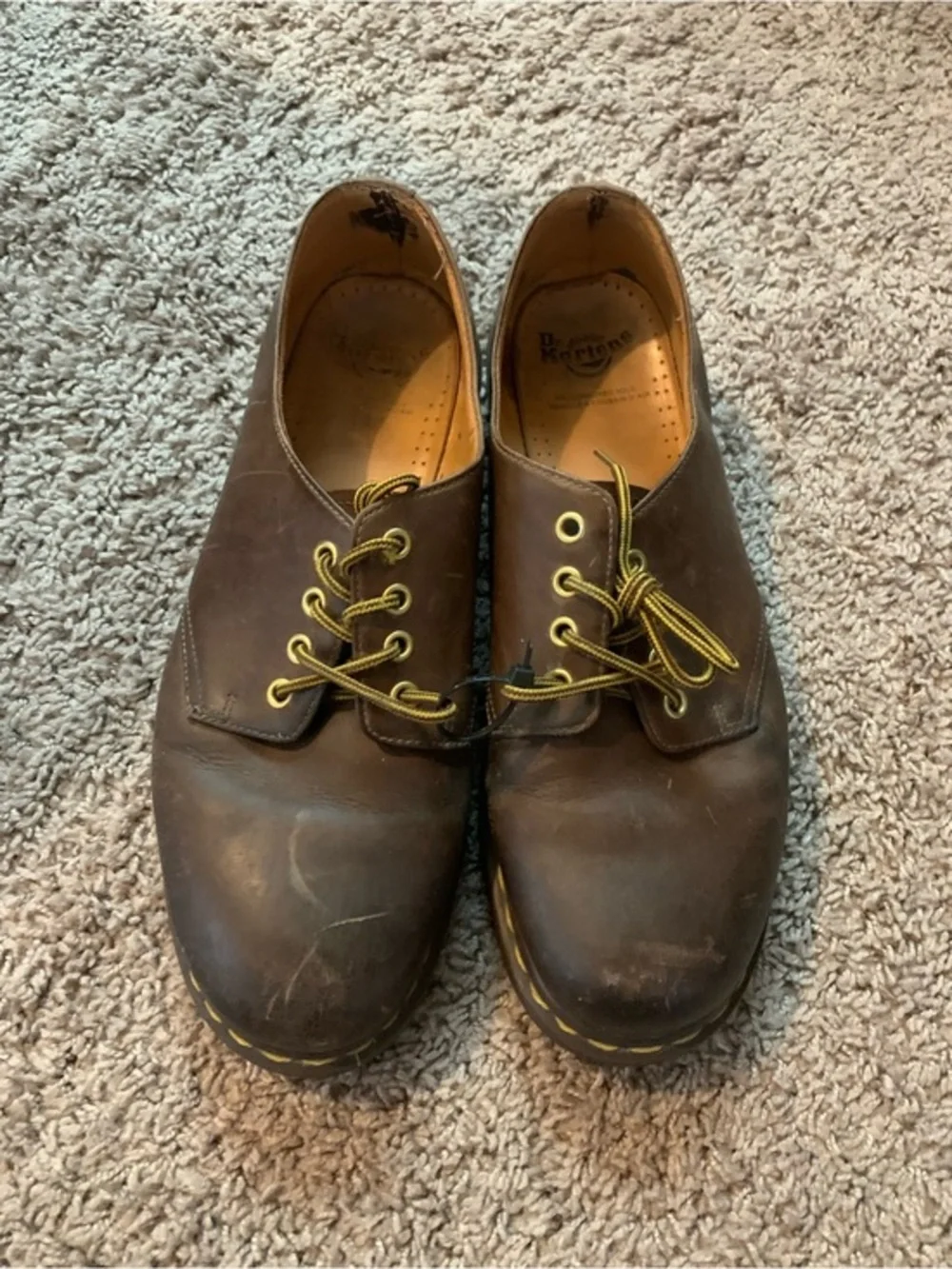 Vintage Dr. Martens Men’s Dark Brown Leather Derby Shoes Lace Up Boots 1561